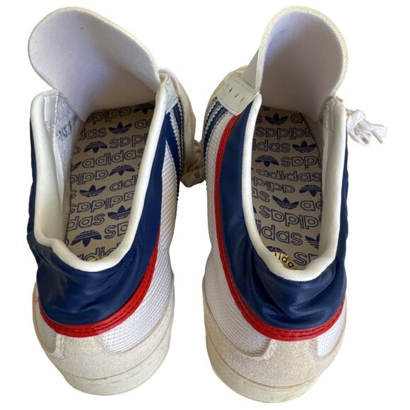 Adidas Vintage 80s Mens Sneakers Size 9 White/Red/Blue Leather & Canvas - Picture 5 of 15